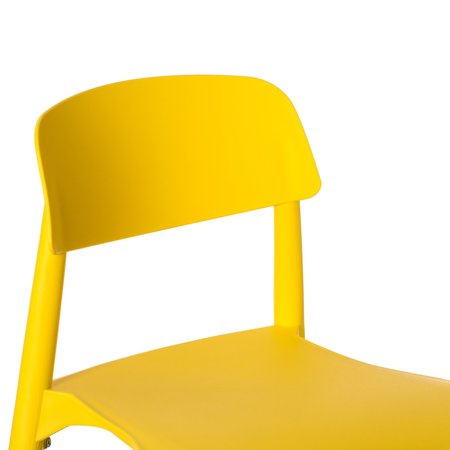 Fabulaxe Modern Plastic Dining Chair Open Back with Beech Wood Legs, Yellow, PK 2 QI004222.YL.2